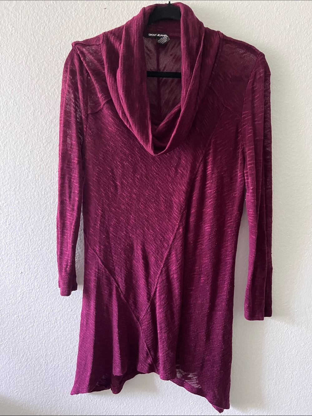 Dkny Magenta Cowl Neck Tunic Sweater